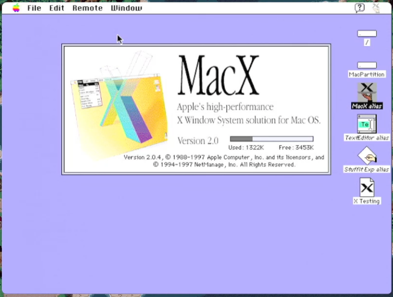 Same computer but loading MacX atop of A/UX.